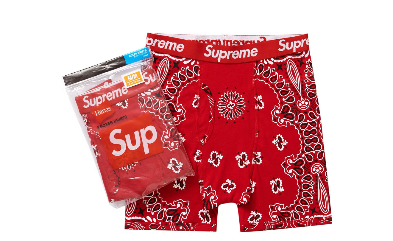 Supreme Hanes Bandana Boxer Briefs (2 Pack) Red