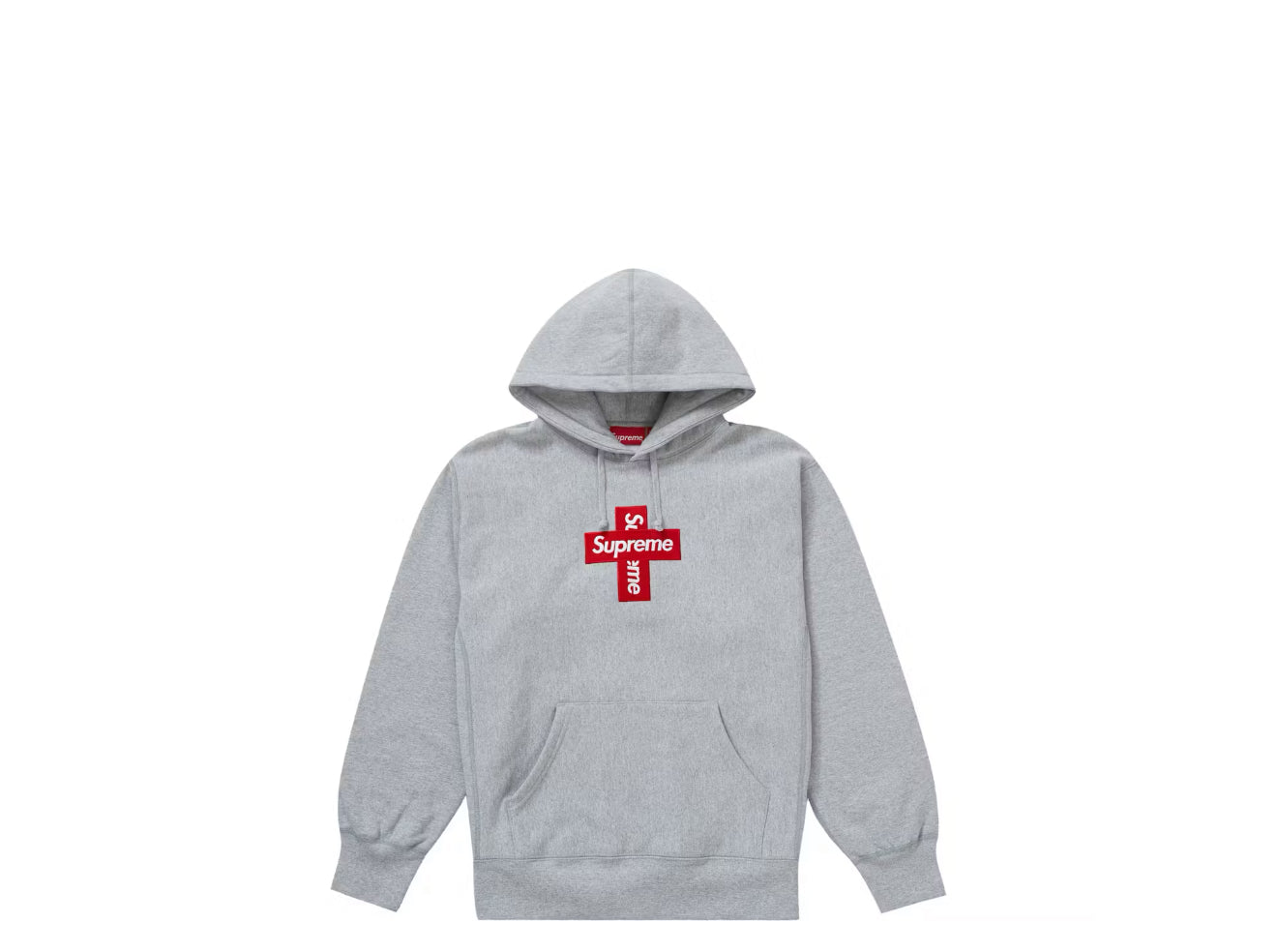 Supreme Cross Box Logo Hooded Sweatshirt 'Heather Grey'