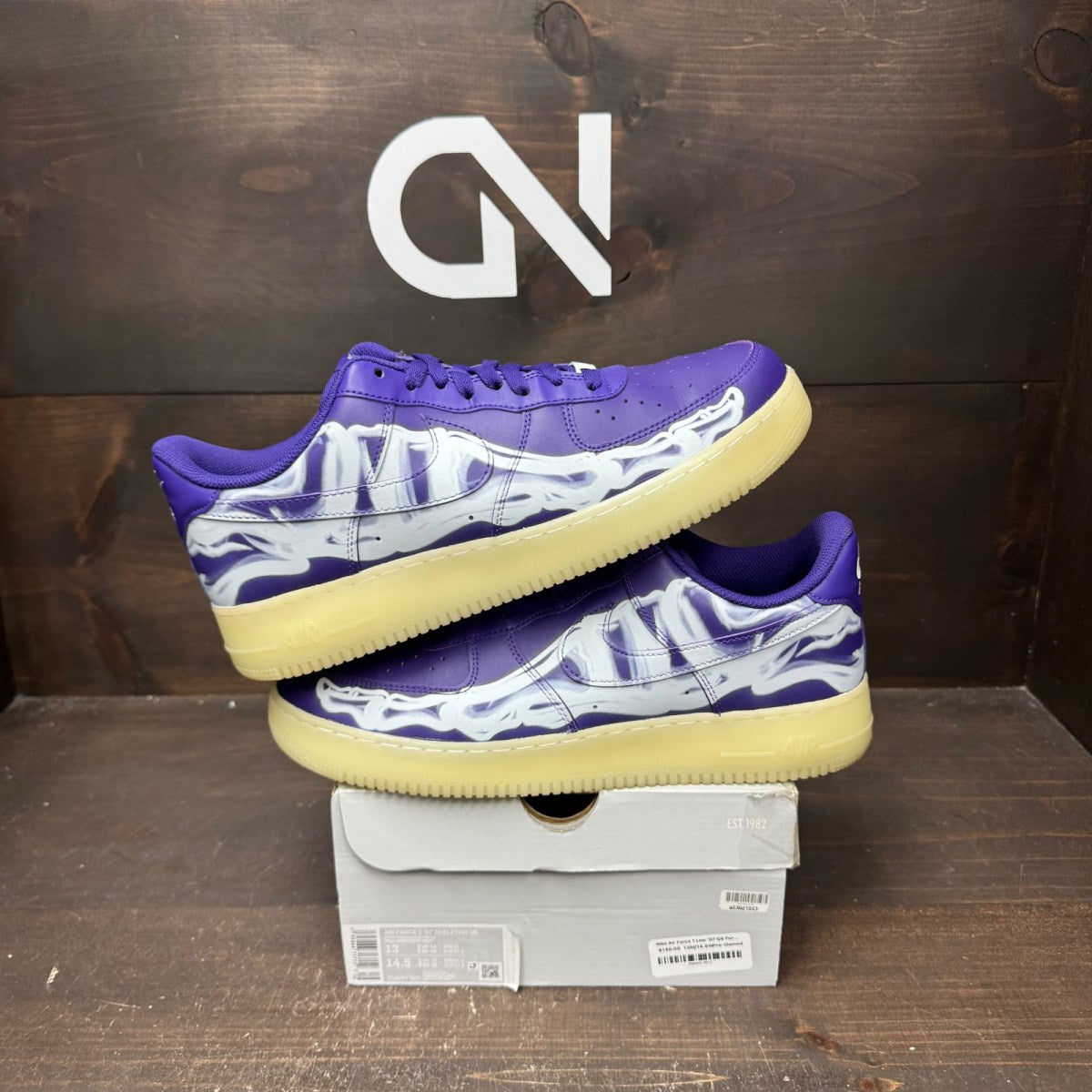 Nike Air Force 1 Low '07 QS Purple Skeleton Halloween (2021) Size 13 (Pre-Owned) - Image 1