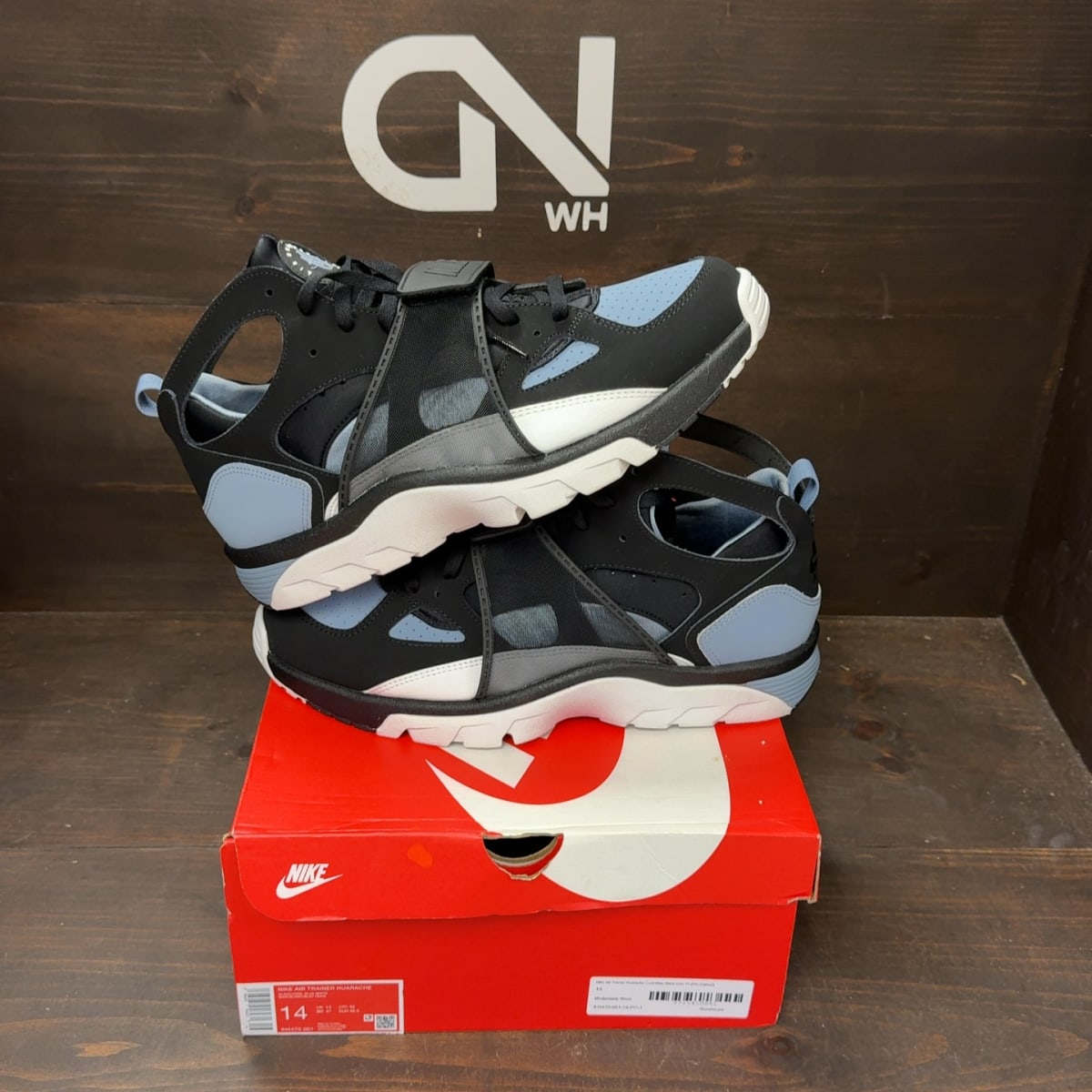 Nike Air Trainer Huarache Cool Blue Black Size 14 (Pre-Owned) - front