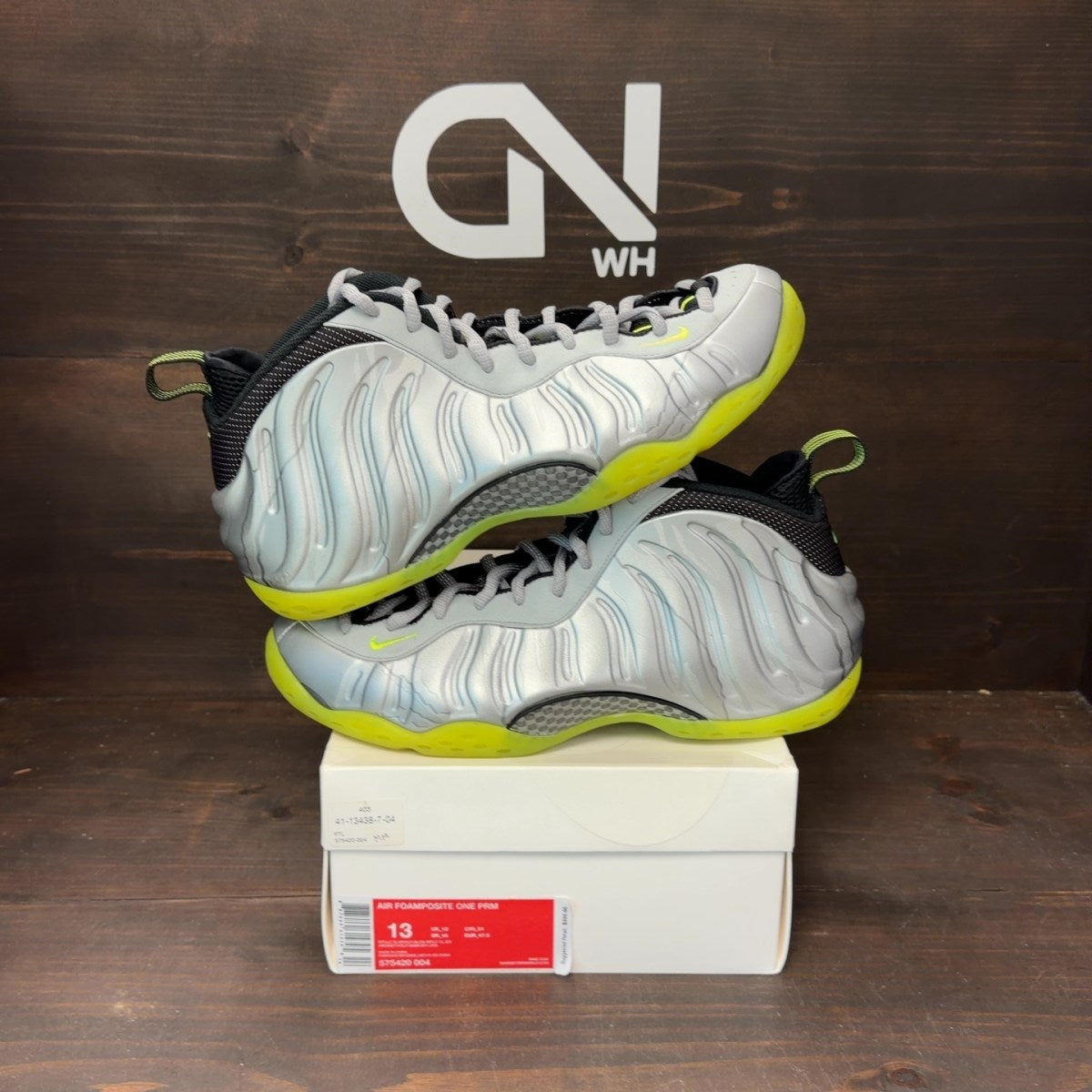 Nike Air Foamposite One Silver Volt Camo Size 13 (Pre-Owned)