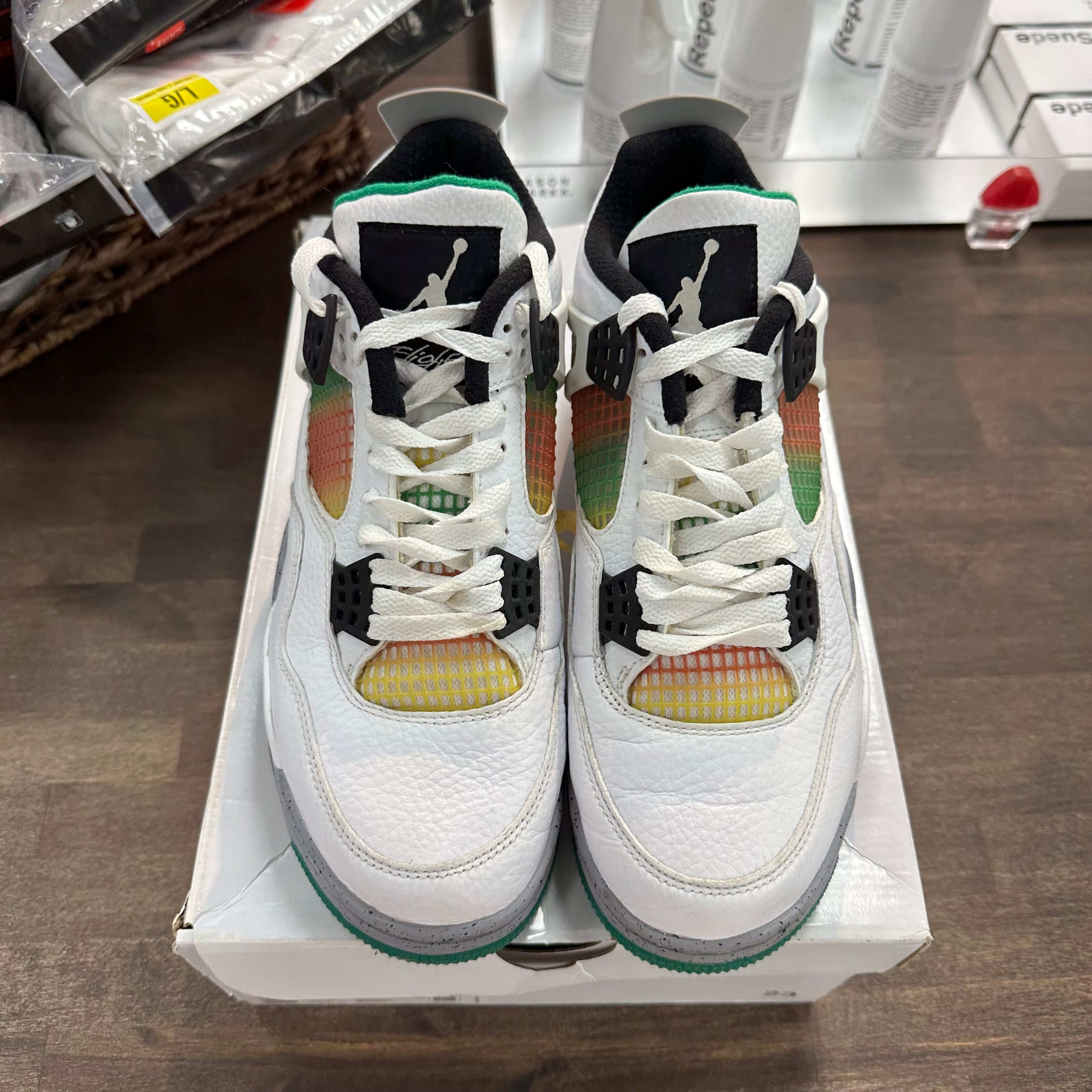 Jordan Lucid Green Rasta Jordan 4 (W) (USED) Size 8.5 (Pre-Owned) - Image 2