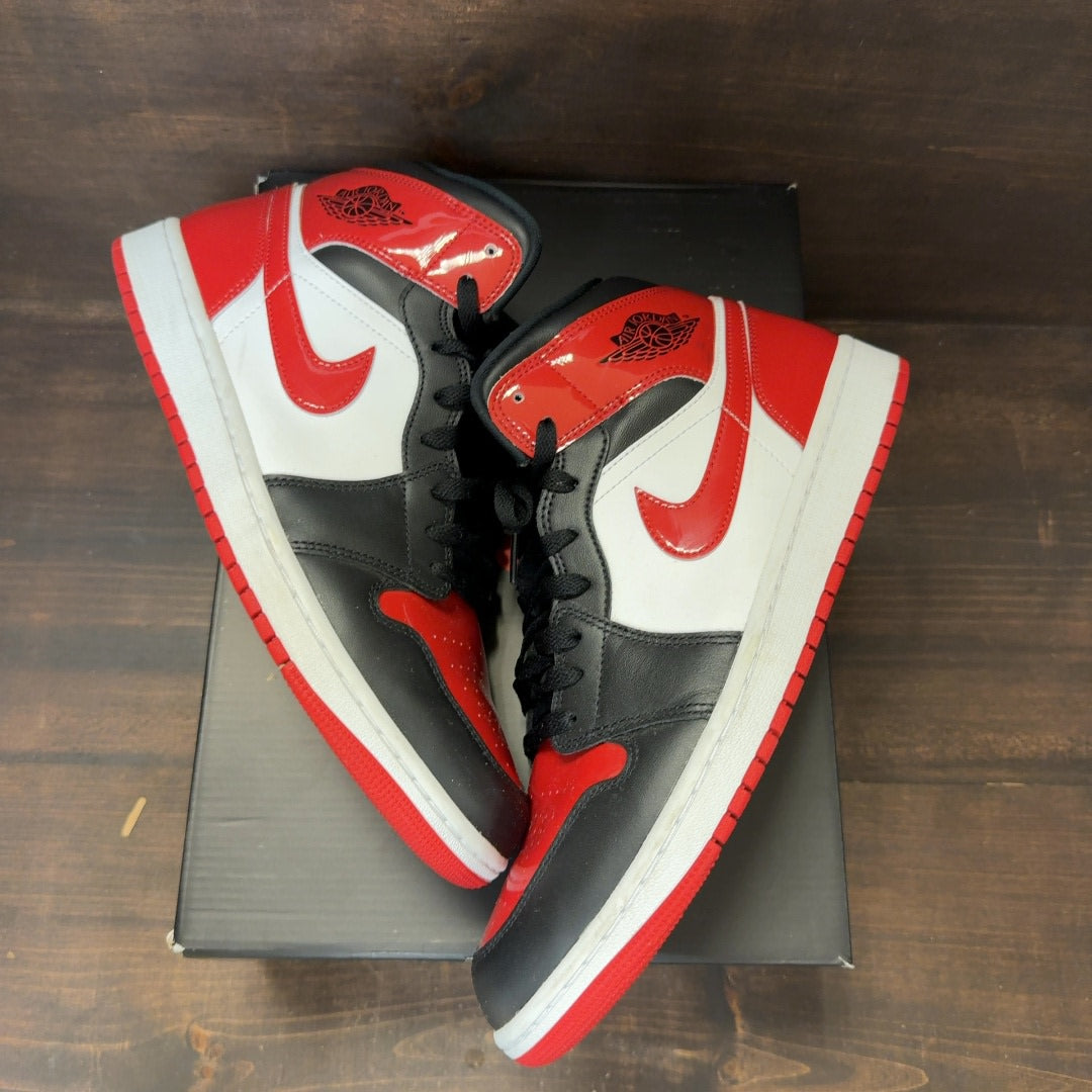 Jordan 1 Mid SE Patent Bred Toe Size 11.5 (Pre-Owned) - Image 2