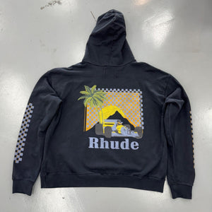 Rhude Moonlight Tropics Print Oversized Vintage Hoodie Black Size xxl (Pre-Owned) - back
