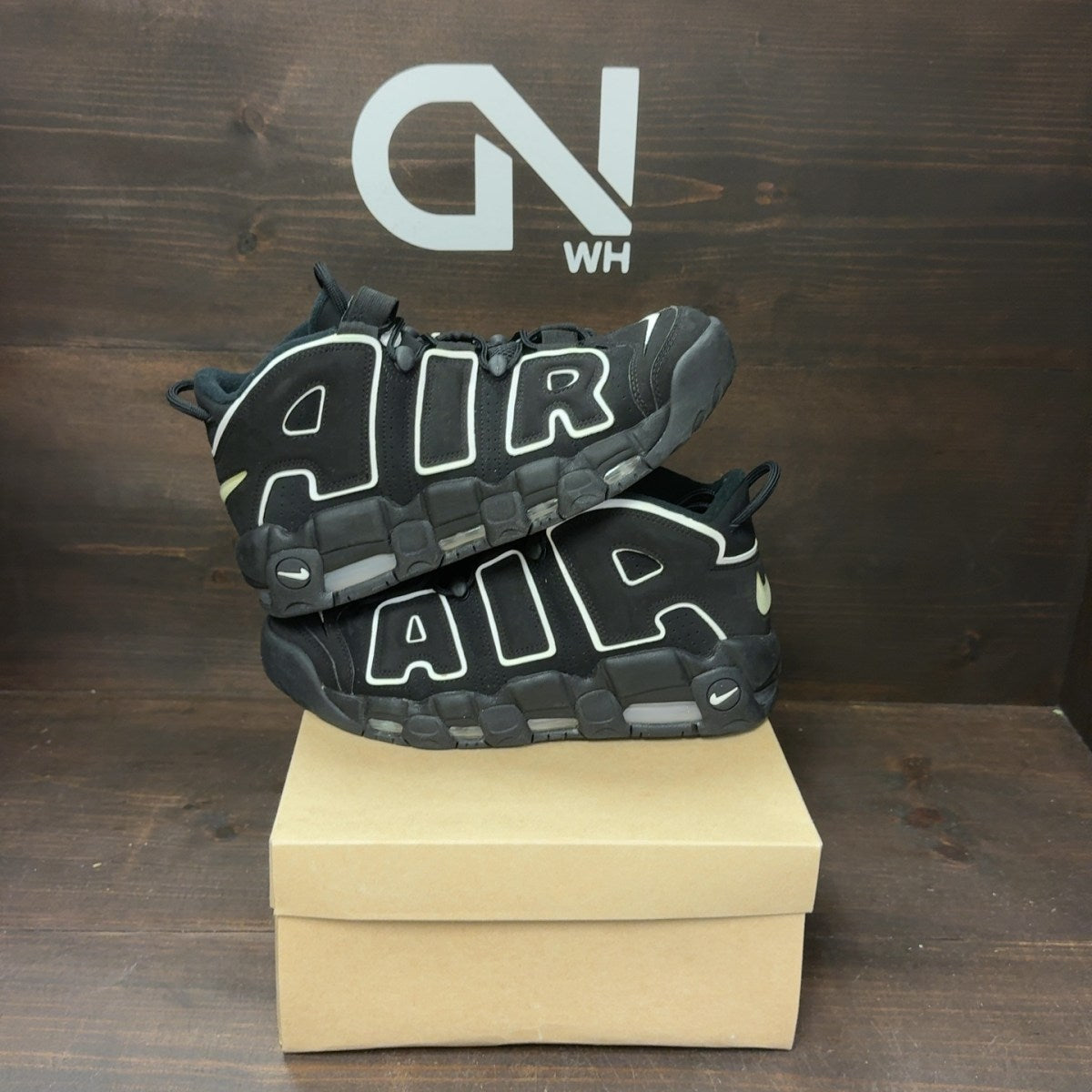 Nike Air More Uptempo Black White Size 9 (Pre-Owned) - Image 1