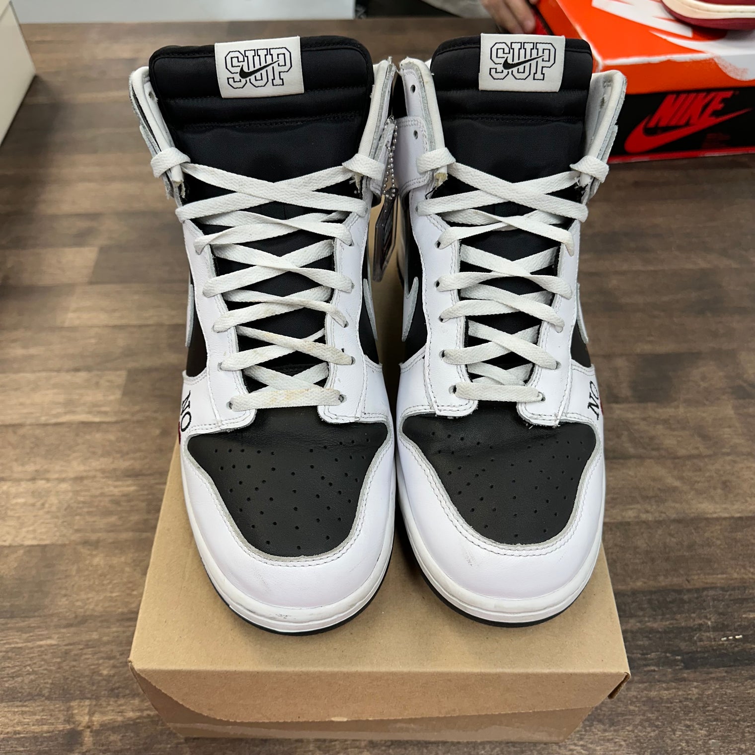 Supreme By Any Means Nike SB Dunk High Black White (USED, No Box)