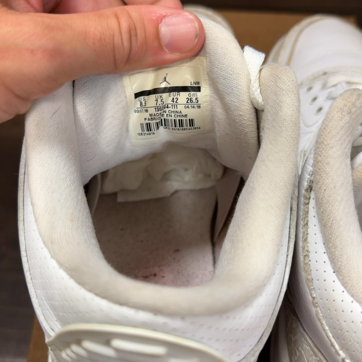 Jordan 3 Retro Pure White (2018) Size 8.5 (Pre-Owned) - Image 7