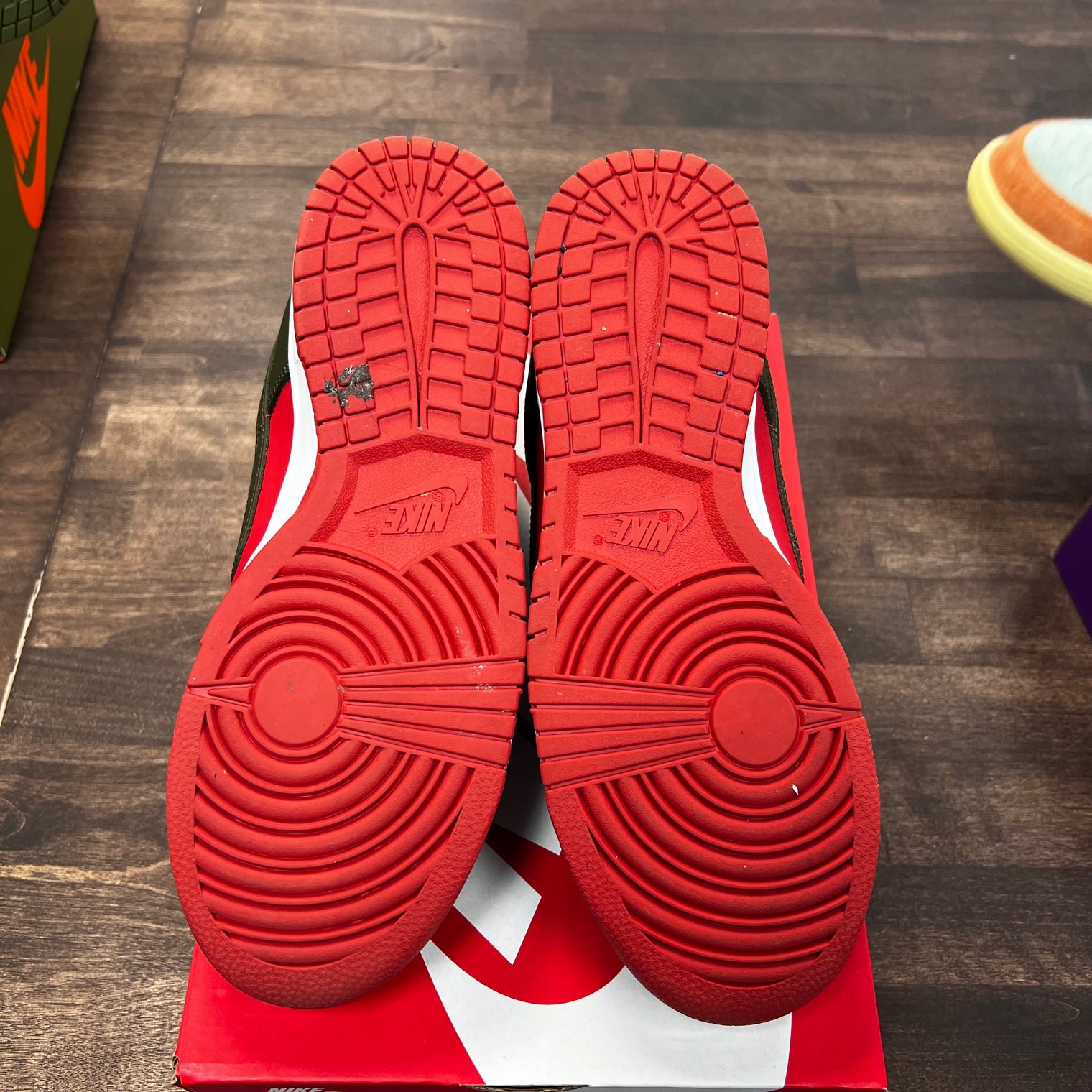 Khaki Red Dunk Low (USED)