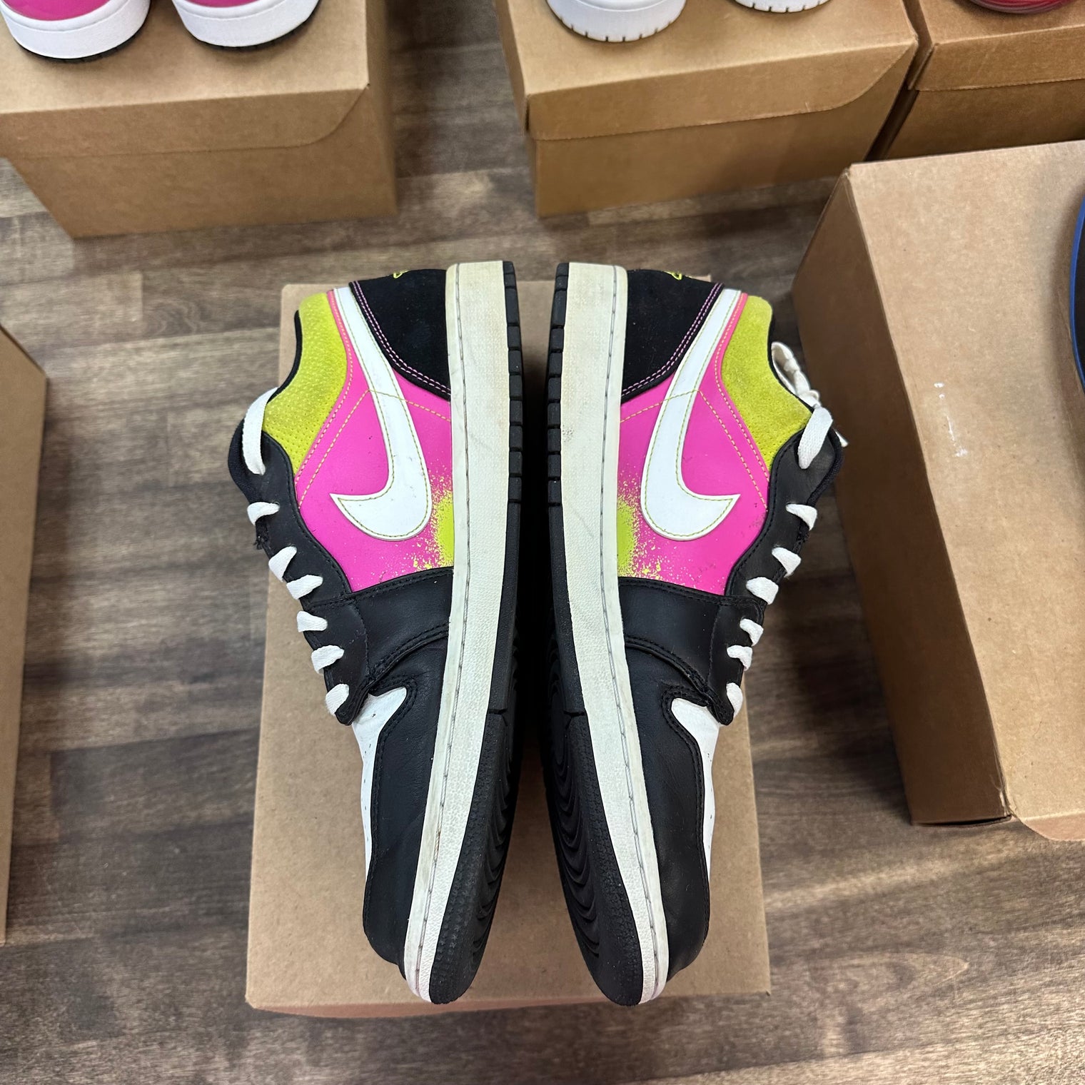 Jordan 1 Low Black Active Fuchsia Cyber (US 13) (USED, No Box)