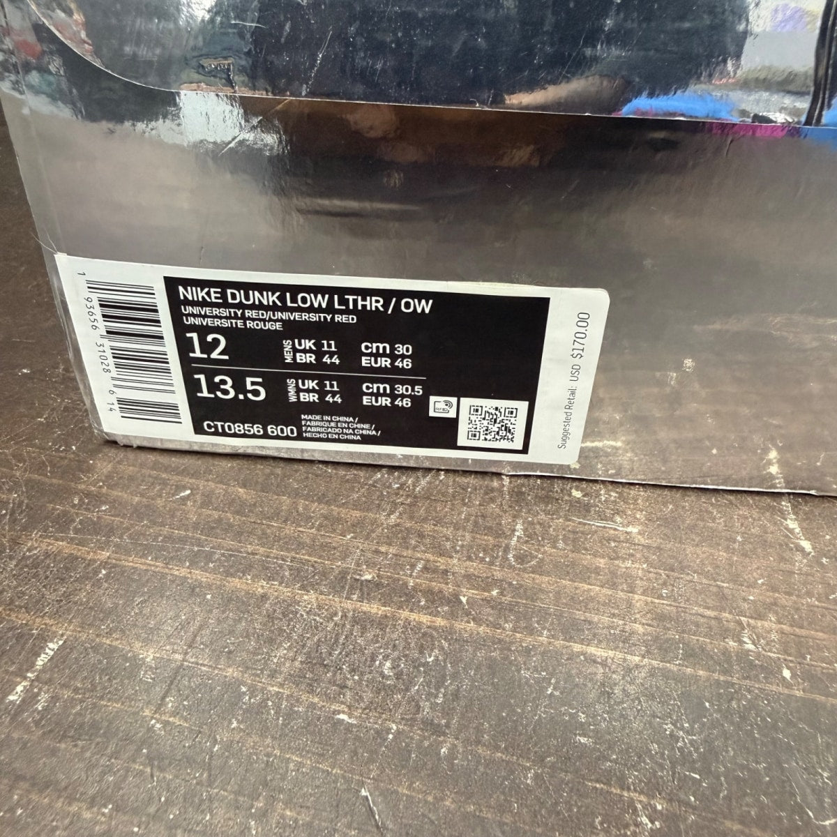 Nike Dunk Low Off-White University Red Size 12 (Pre-Owned)