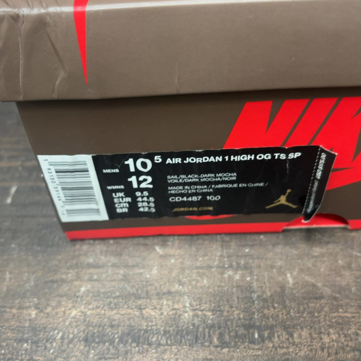 Jordan 1 Retro High OG SP Travis Scott Mocha Size 10.5 (Pre-Owned)