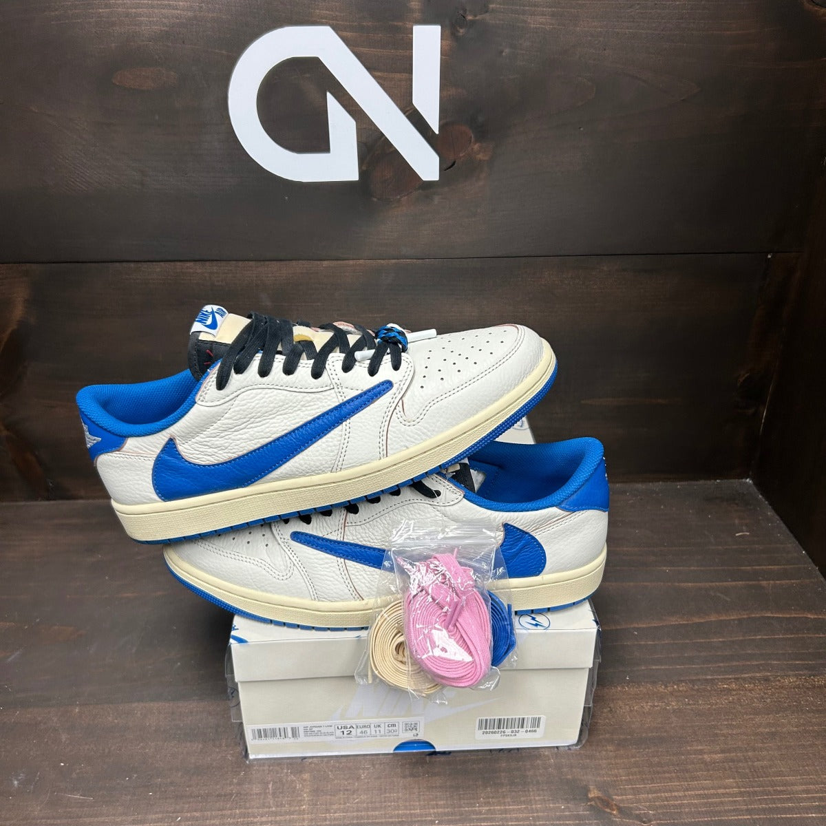 Jordan 1 Retro Low OG SP Fragment x Travis Scott Sail Military Blue - Image 1