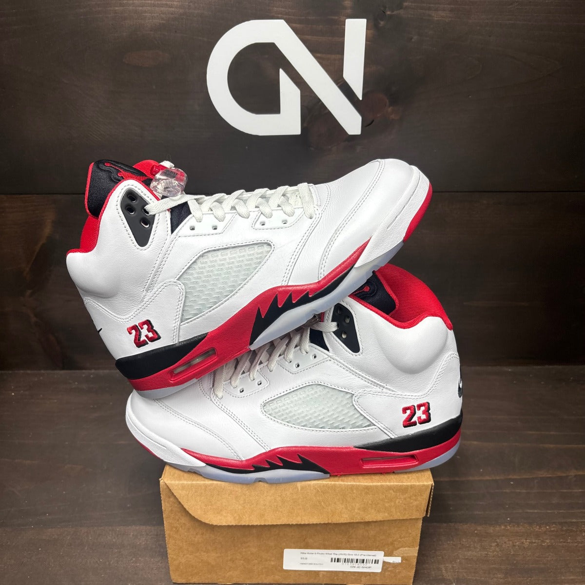 Jordan 5 Retro Fire Red Black Tongue (2025) Size 10 (Pre-Owned) - Image 1