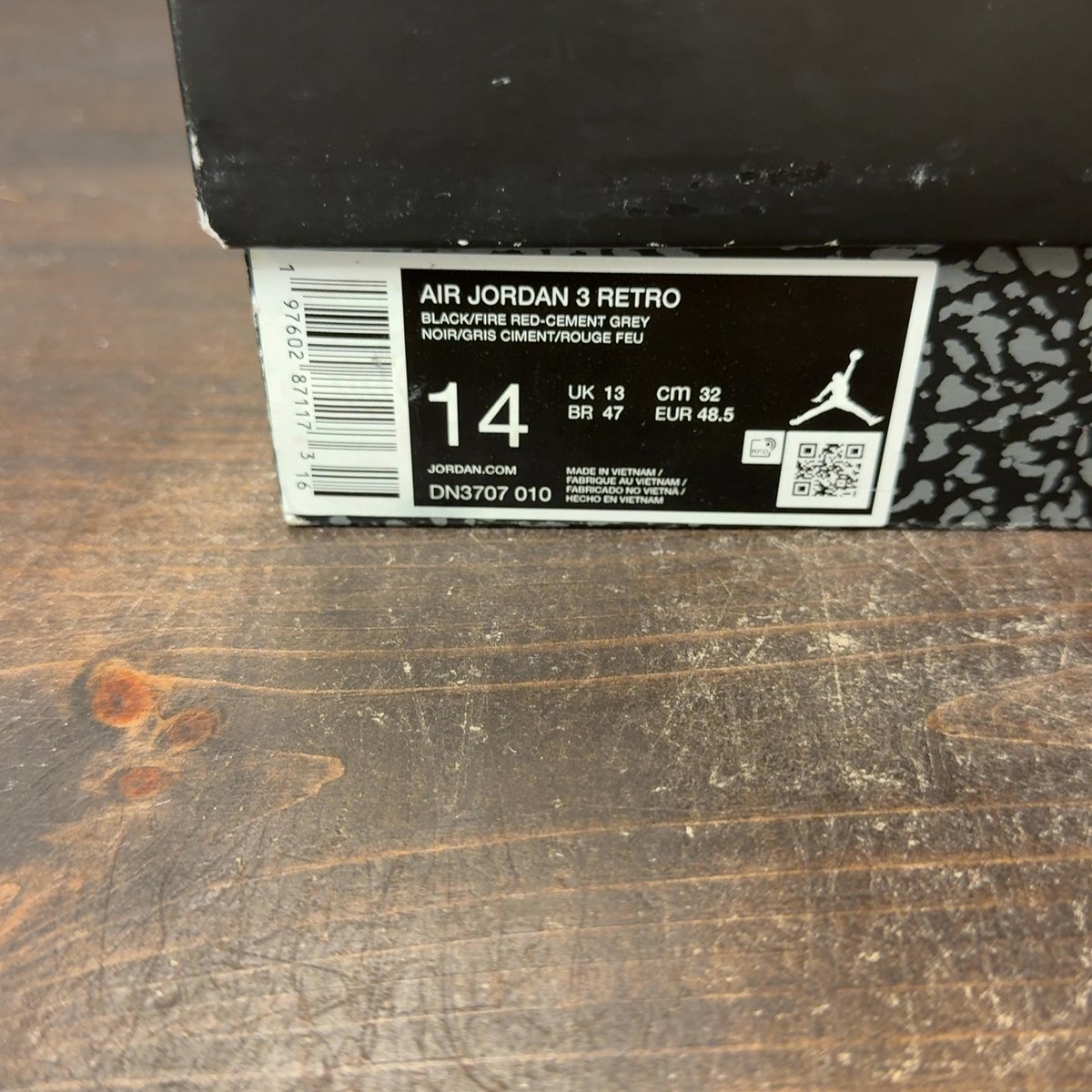Jordan 3 Retro OG Black Cement (2024) Size 14 (Pre-Owned) - aux