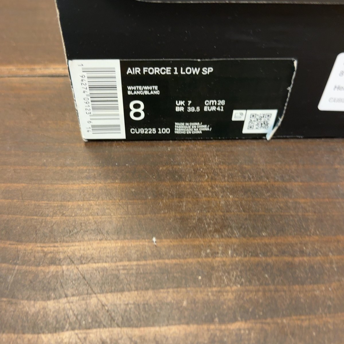 Nike Air Force 1 Low Supreme White Size 8 (Pre-Owned) - aux