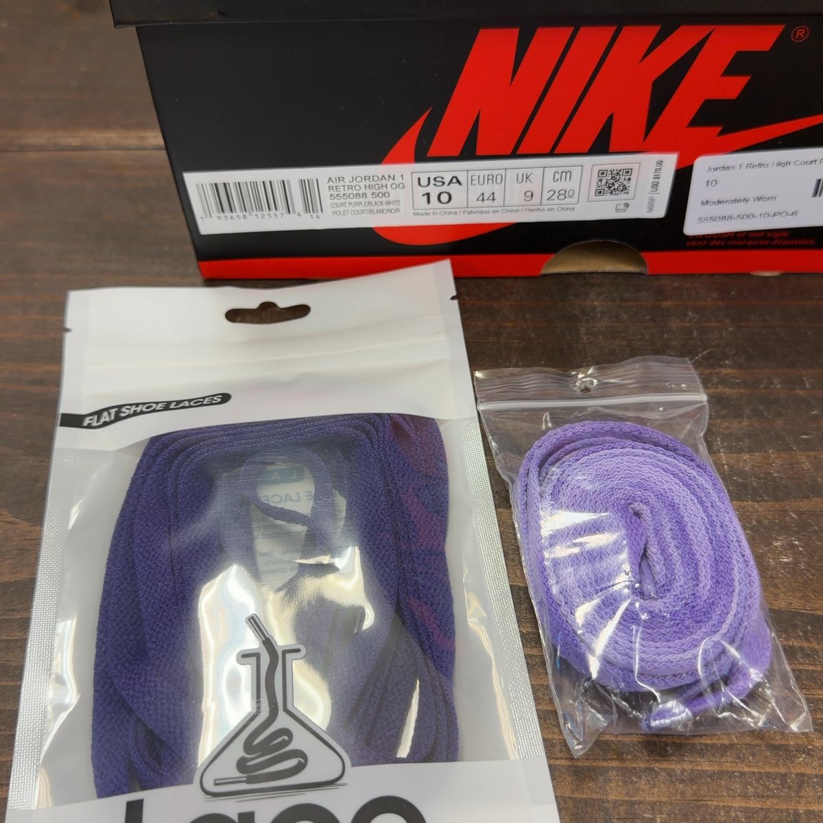 Jordan 1 Retro High Court Purple White Size 10 (Pre-Owned) - aux