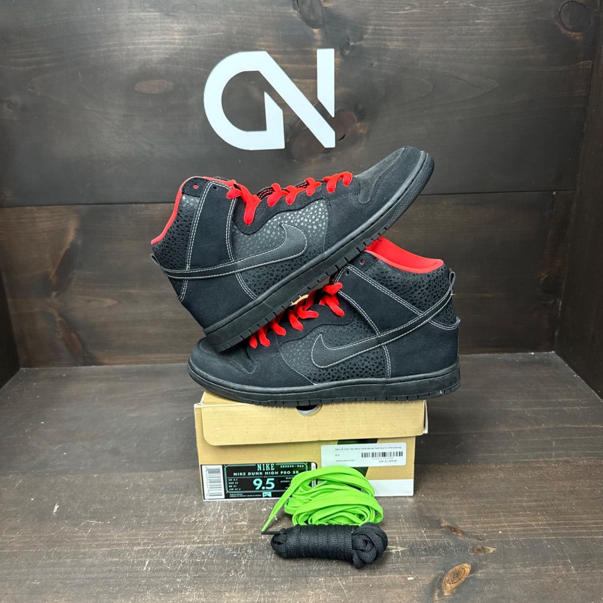 Nike SB Dunk High Black Safari Atomic Red - Image 1