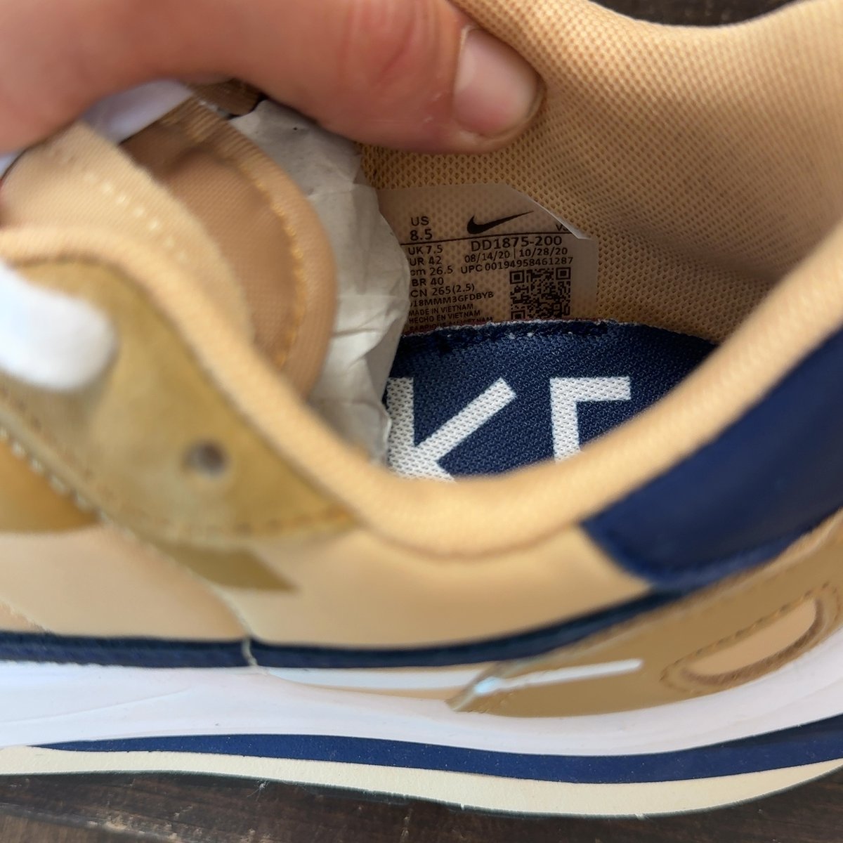 Nike Vaporwaffle sacai Sesame Blue Void Size 8.5 - aux