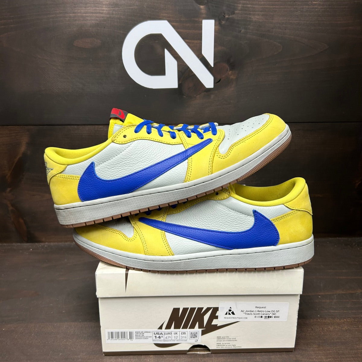 Jordan 1 Retro Low OG SP Travis Scott Canary (Women's) - Image 1