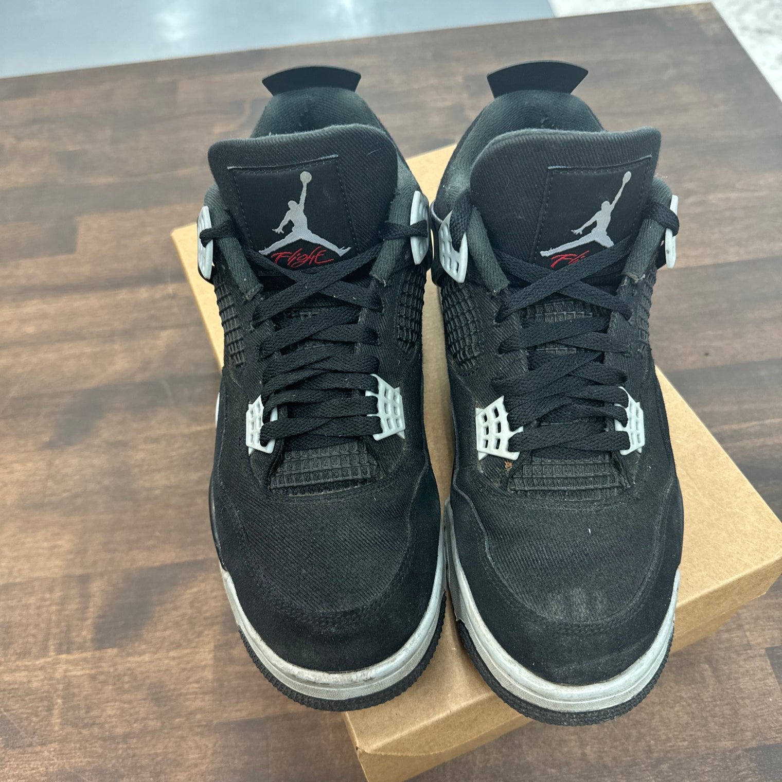 Black Canvas Jordan 4 Retro (USED,NO BOX)