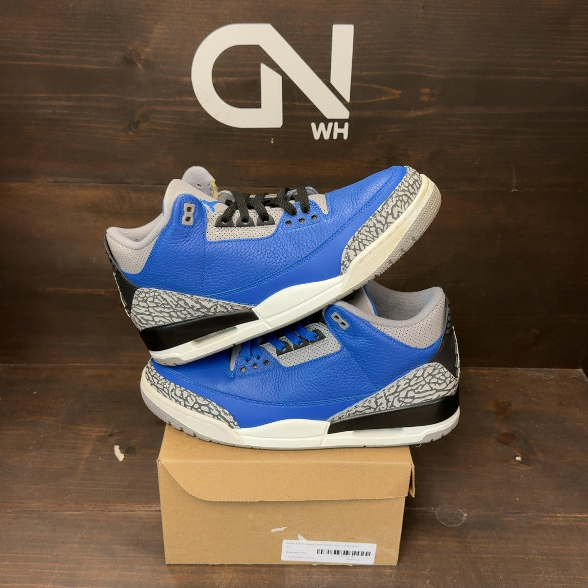 Jordan 3 Retro Varsity Royal Cement Size 11 (Pre-Owned) - Image 1