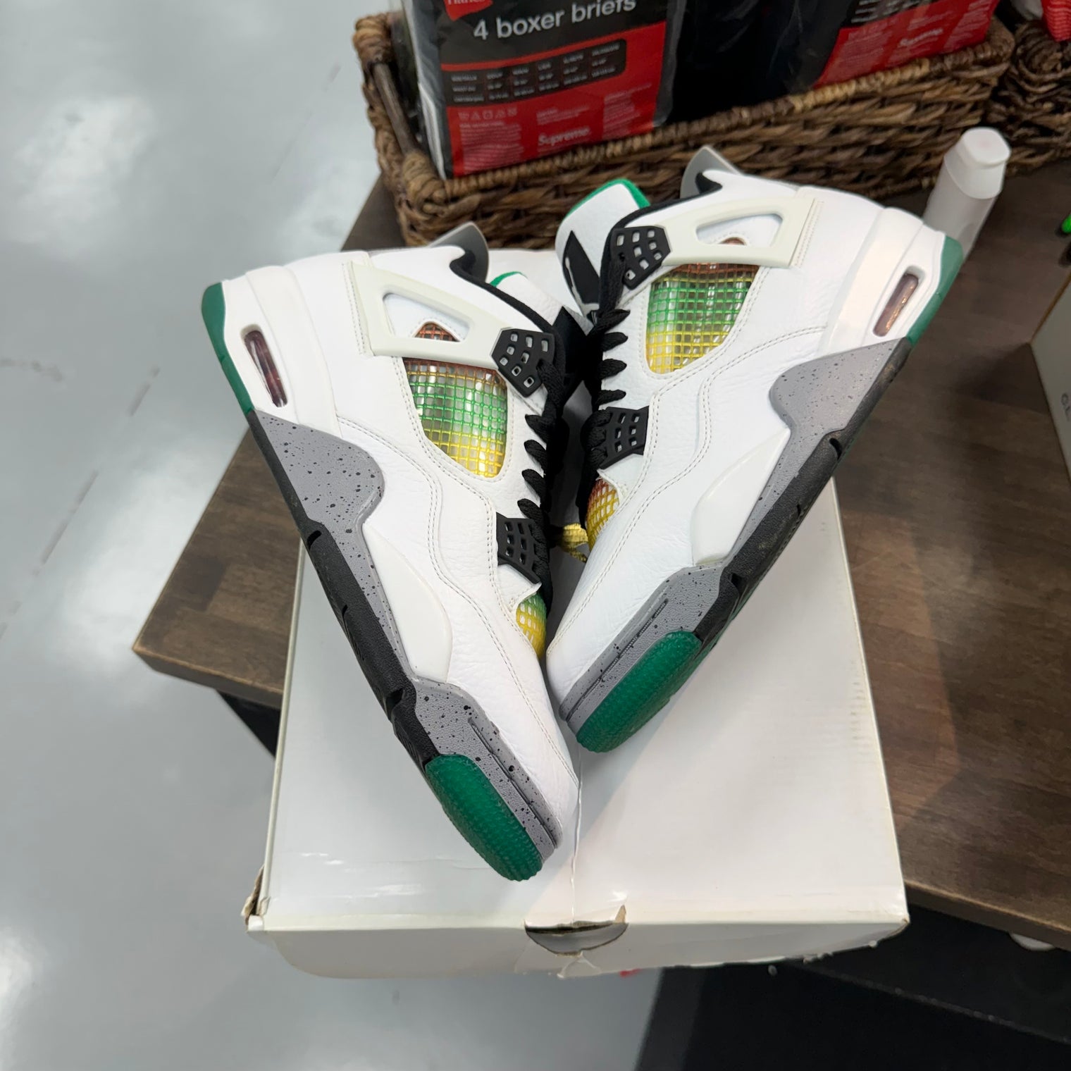 Lucid Green Rasta Jordan 4 Retro (W) (USED)