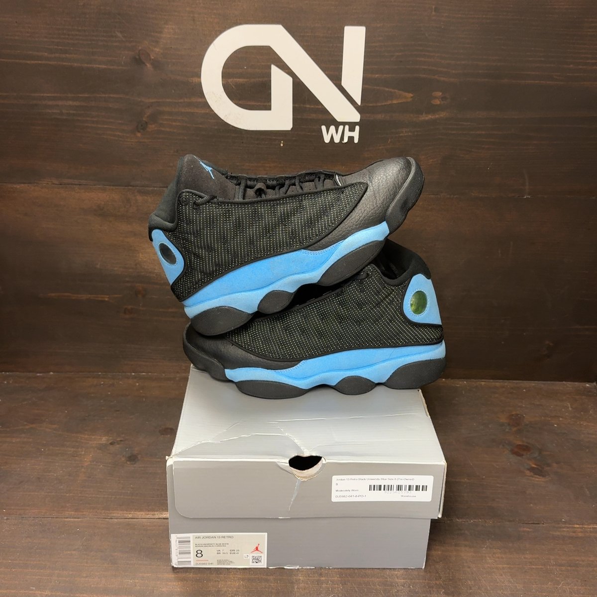 Jordan 13 Retro Black University Blue Size 8 (Pre-Owned) - front