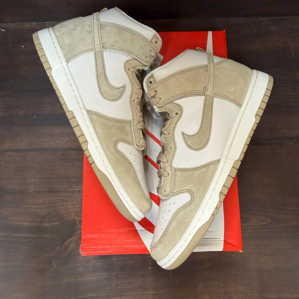 Nike Dunk High Tan Suede White - Image 2