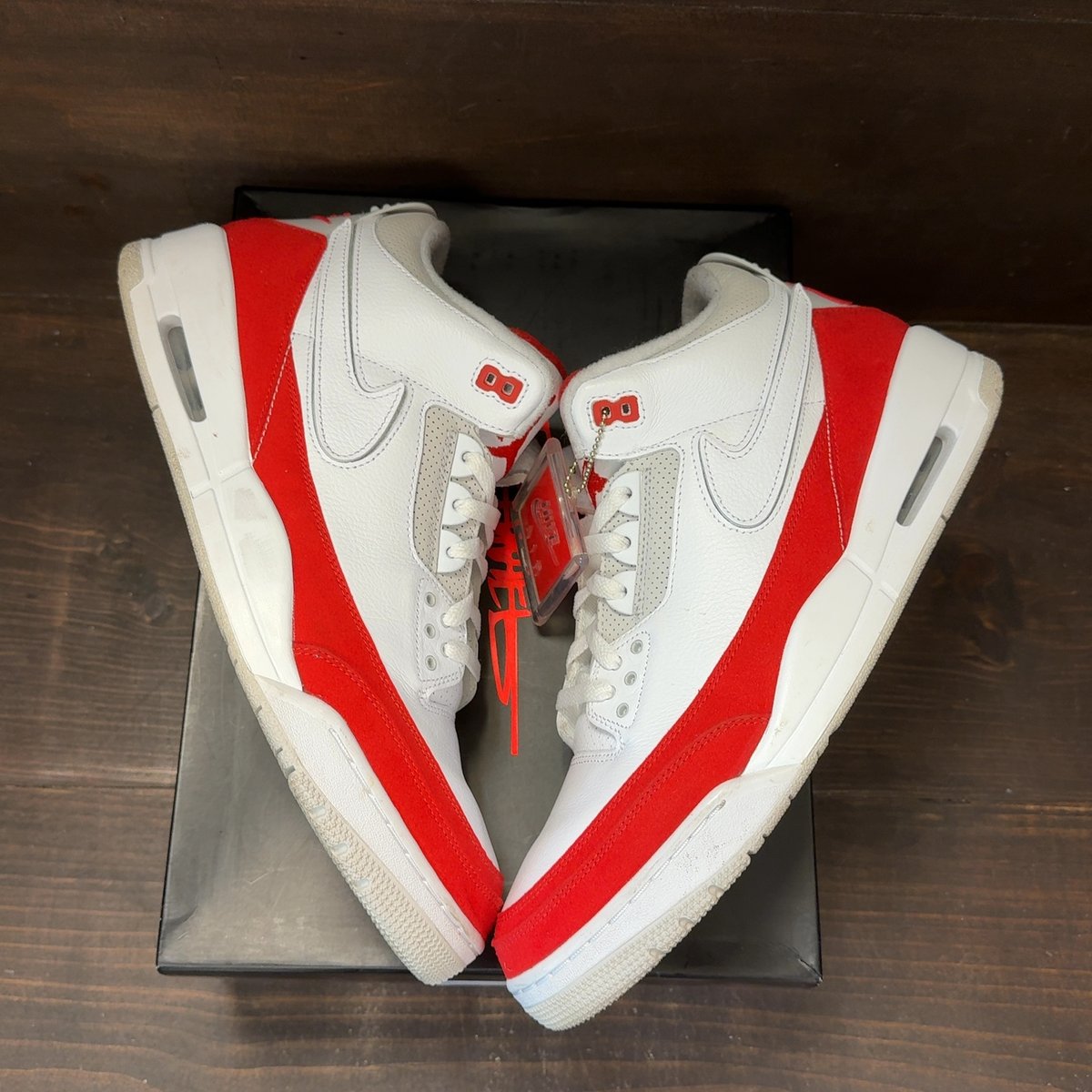 Jordan 3 Retro Tinker White University Red Size 14 (Pre-Owned) - back
