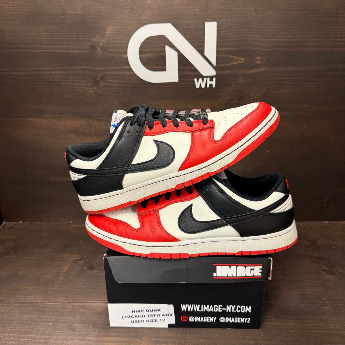 Nike Dunk Low EMB NBA 75th Anniversary Chicago Size 12 (Pre-Owned) - Image 1