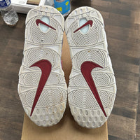 White Varsity Red Outline Air More Uptempo (USED, No Box)