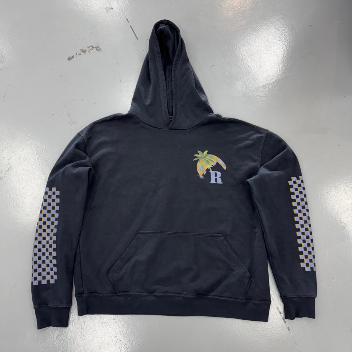 Rhude Moonlight Tropics Print Oversized Vintage Hoodie Black Size xxl (Pre-Owned) - front