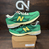 New Balance 990v3 MiUSA Varsity Green Gold Size 12 (Pre-Owned) - Image 1