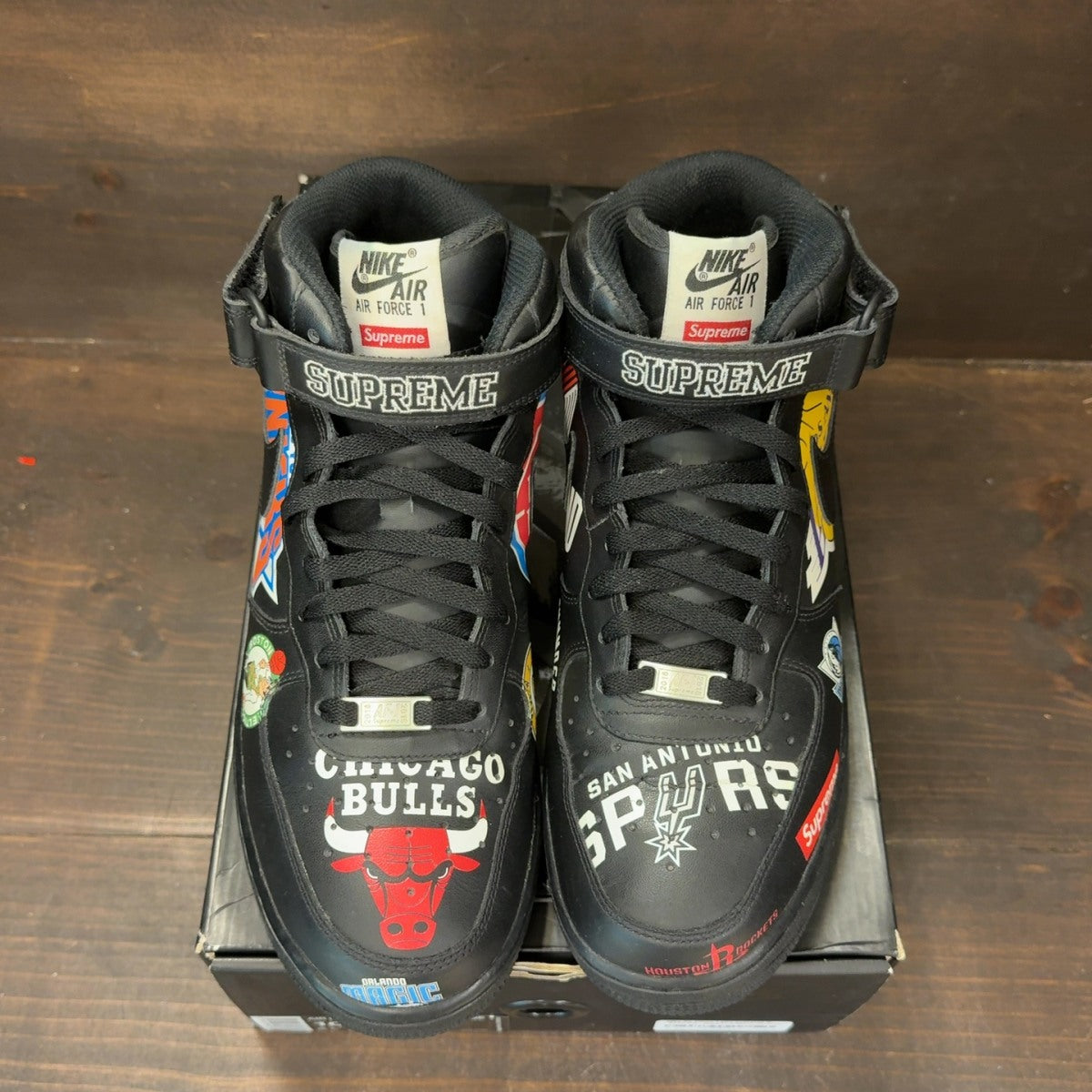 Nike Air Force 1 Mid Supreme NBA Black Size 10 (Pre-Owned) - tag