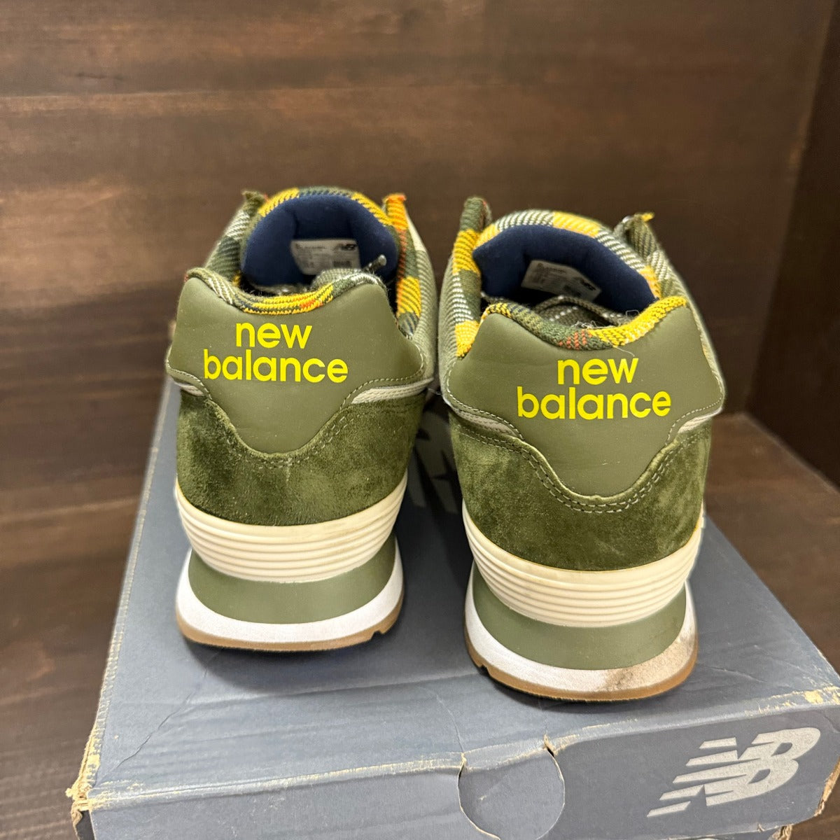 Green Plaid Yellow New Balance 574 Size 10.5 (Pre-Owned) - Image 4