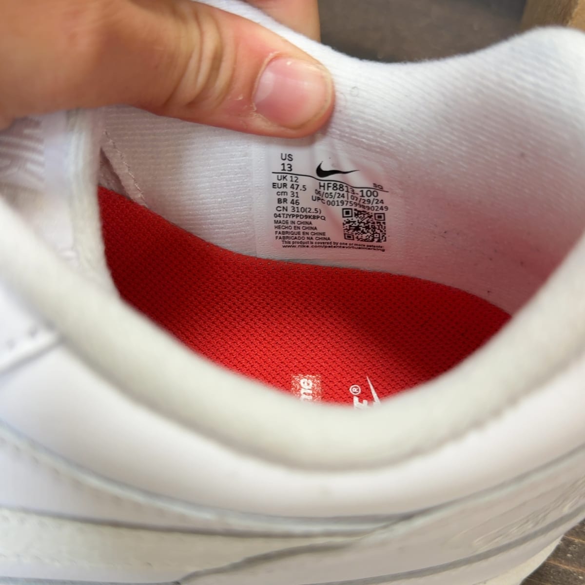 Nike Air Max 1 '87 SP Supreme Triple White Size 13 (Pre-Owned) - aux