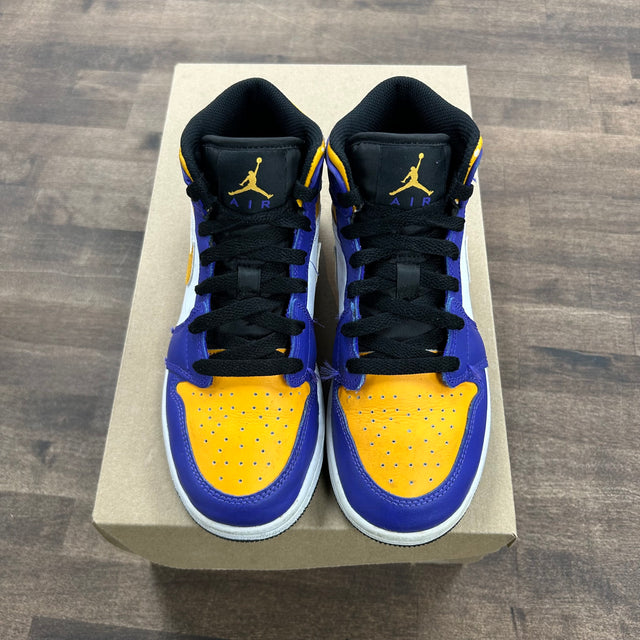 Jordan 1 Mid Lakers (2022) (US 4Y) (USED, No Box)