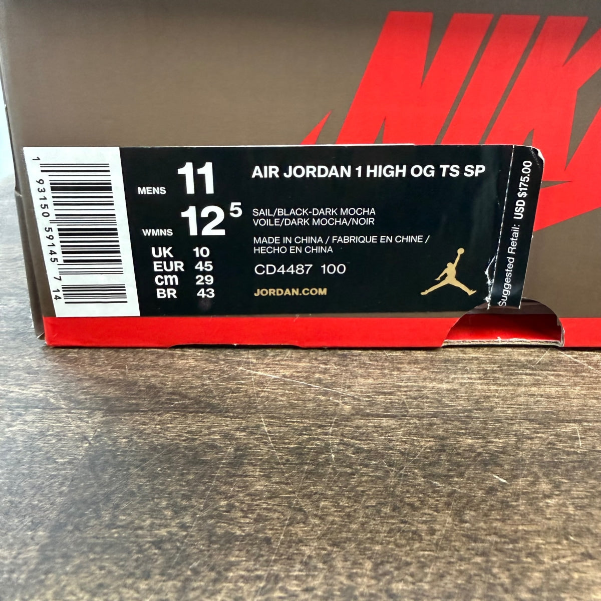 Jordan 1 Retro High OG SP Travis Scott Mocha Size 11 (Pre-Owned) - Image 7