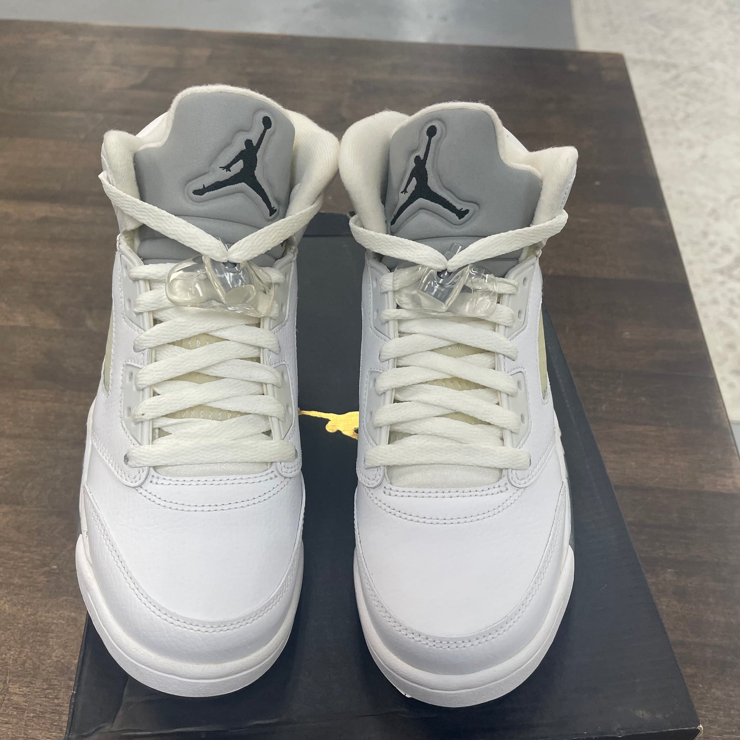 (GS) White Metallic Jordan 5