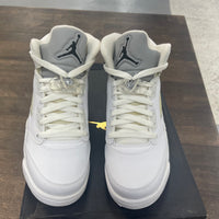 (GS) White Metallic Jordan 5