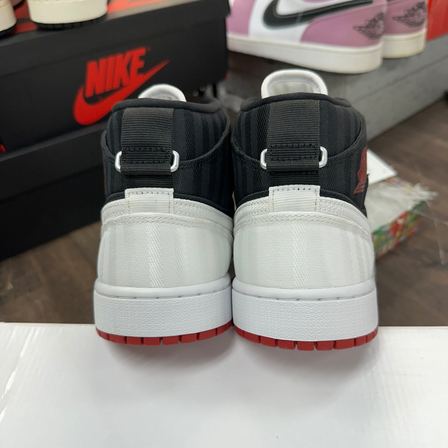 Canvas White Black Gym Red Jordan 1 Mid SE Utility (USED, Replacement Box)