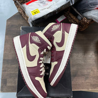 Split Beach Cherrywood Red Jordan 1 Mid (W) (USED, Replacement Box)
