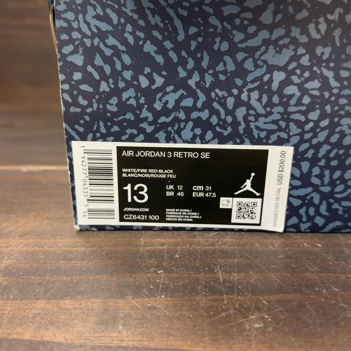 Jordan 3 Retro SE Fire Red Denim (2020) Size 13 - aux
