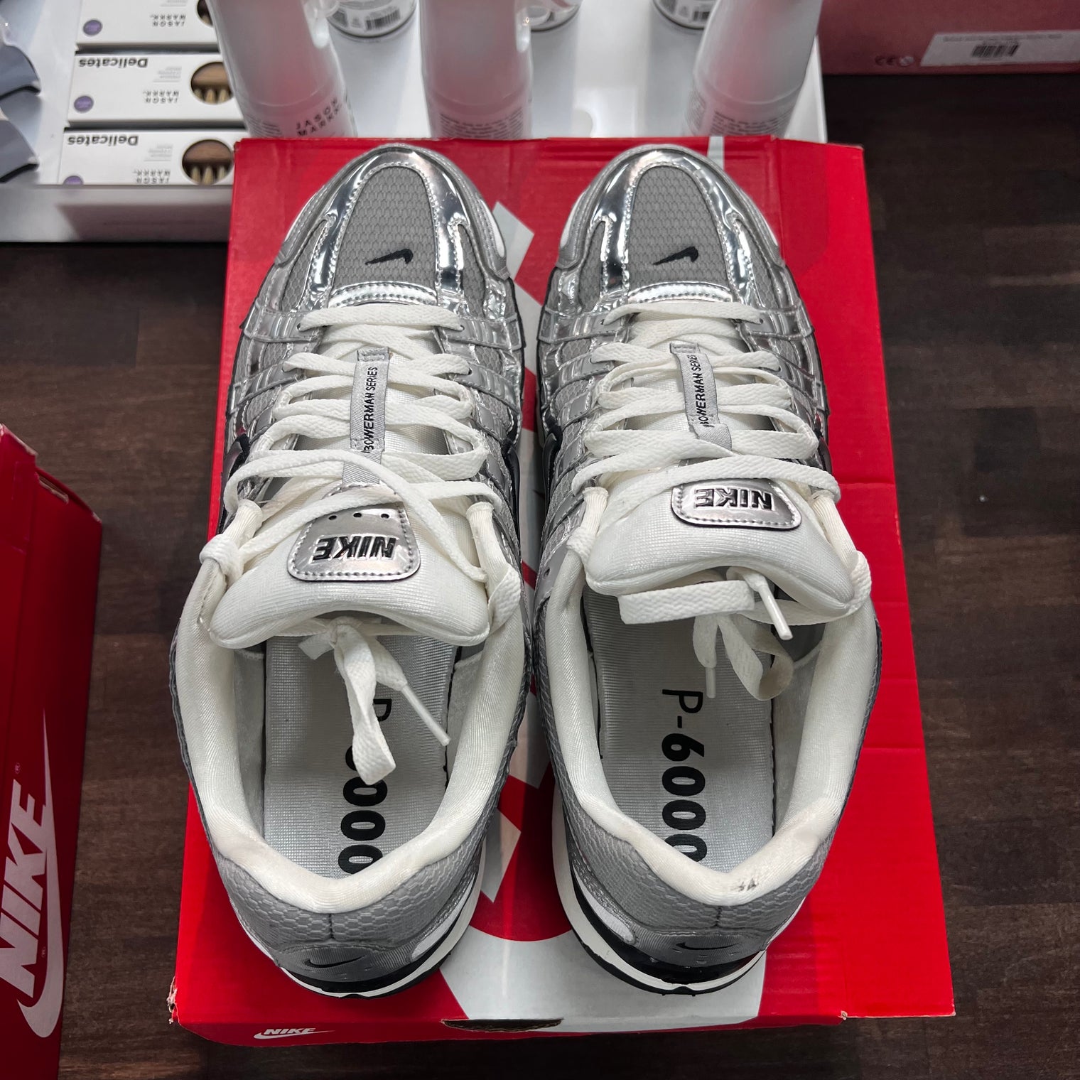 Metallic Silver Nike P-6000 (USED)