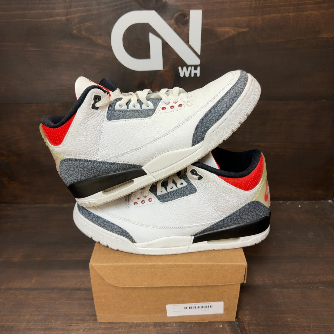 Jordan 3 Retro SE Fire Red Denim (2020) Size 12 (Pre-Owned) - Image 1
