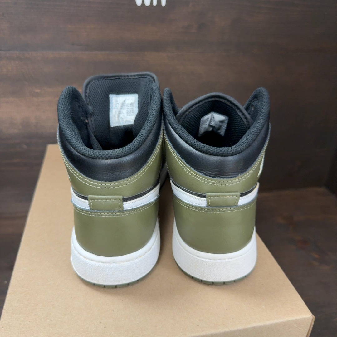 Jordan 1 Mid Black White Olive (GS) Size 7Y (Pre-Owned) - Image 5