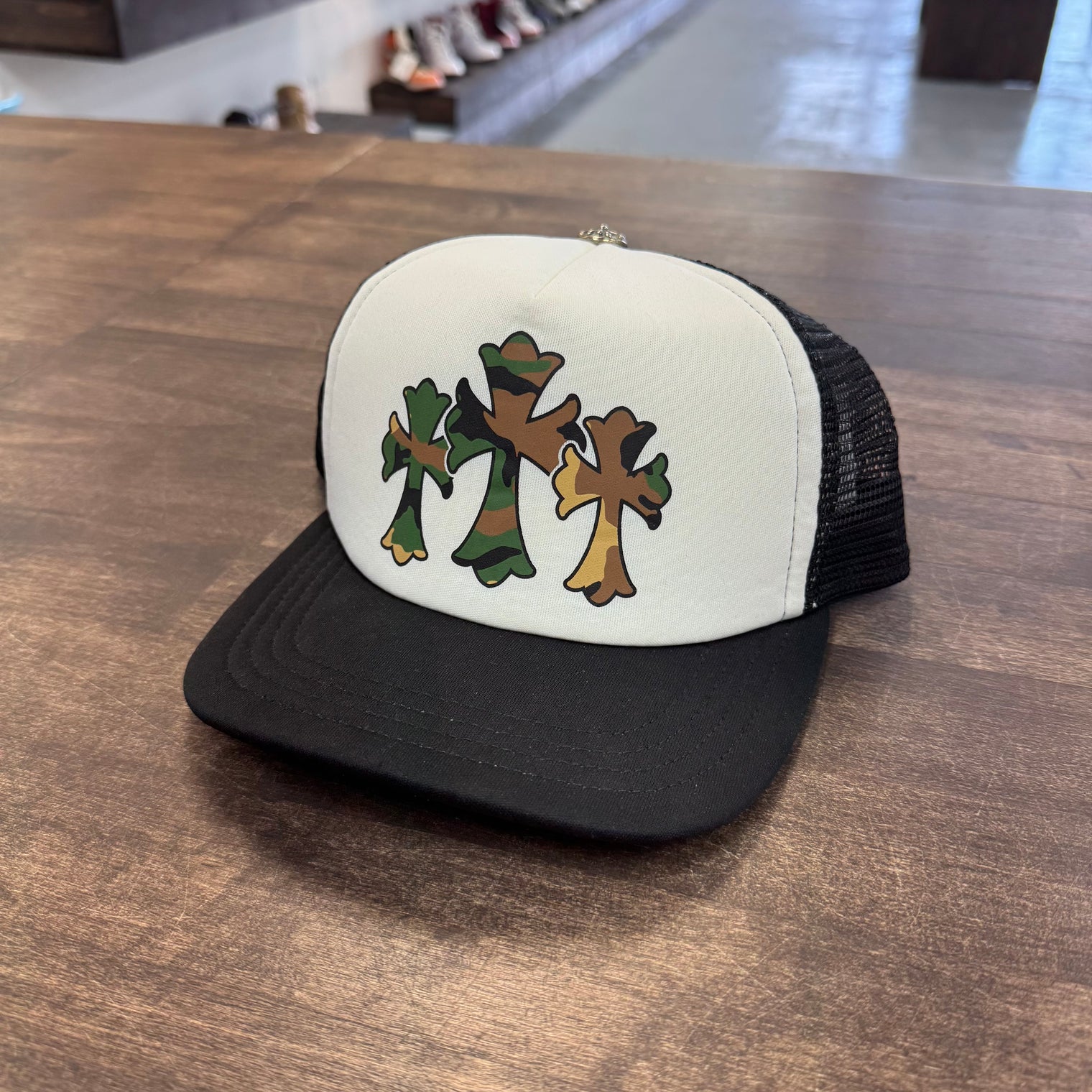 Chrome Heart Triple Cross Camo Trucker Hat (USED)