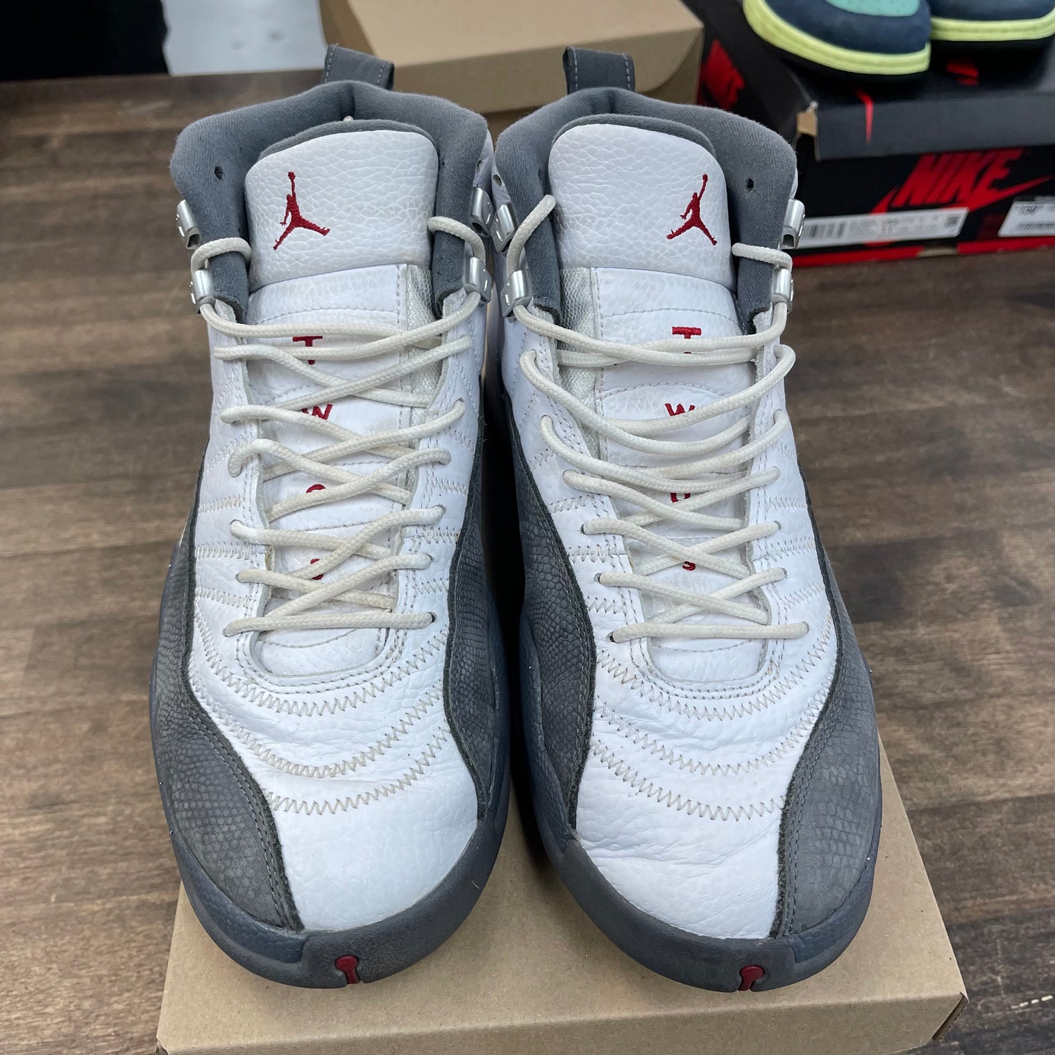 White Dark Grey Jordan 12 (USED, No Box)