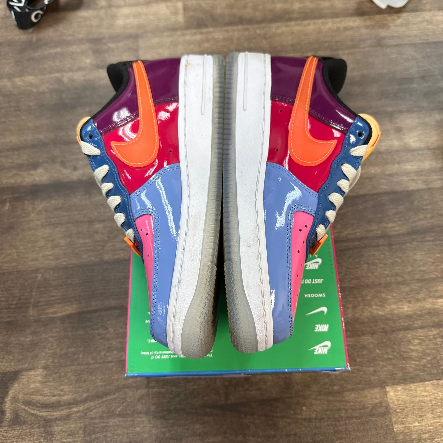 Undefeated Multi-Patent Total Orange Air Force 1 Low SP (USED, No Lid)