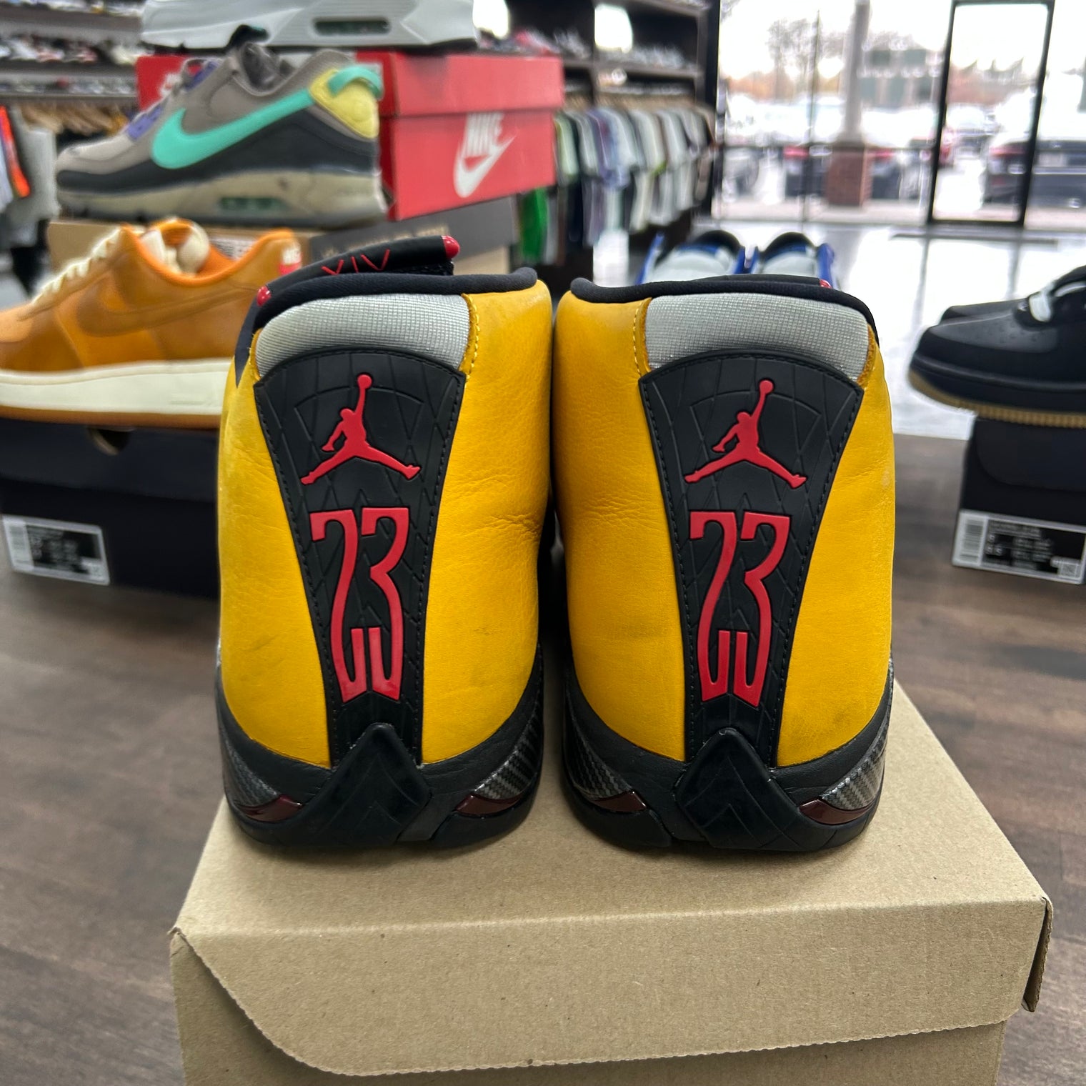 University Gold Ferrari Jordan 14 Retro (USED, No Box)